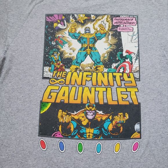 Thanos The Infinity Gauntlet Size Large Mens Gray Marvel T-Shirt Grey - Picture 2 of 5